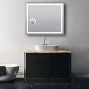 AQUAPERLA ART BLUETOOTH LED MIRROR WITH MAGNIFIER 3 COLOUR LIGHTS CHROME 900X750MM Best Store To Get Sale Online