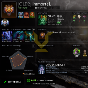 Ancient I | MMR: 3880- Behavior: 9615 Outlet Shop Offer