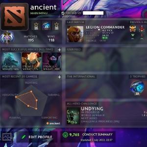 Ancient I | MMR: 3920 - Behavior: 9765 With Paypal Free Shipping