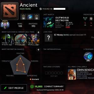 Ancient V | MMR: 4510 - Behavior: 10000 Classic For Sale