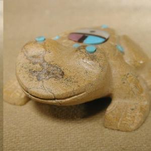 Zuni Rock (travertine) Frog by Brandon Lalio  - Zuni Fetish Cheap Sale With Paypal