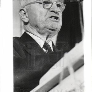 1958 Press Photo HARRY S TRUMAN Discount Visit New