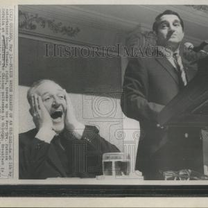 1968 Press Photo Danny Thomas Rev Patrick McPolin Sale Visa Payment