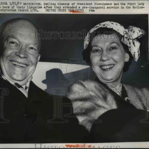 1957 Press Photo President Eisenhower & First Lady Mamie Eisenhower in DC Cheap Sale Professional