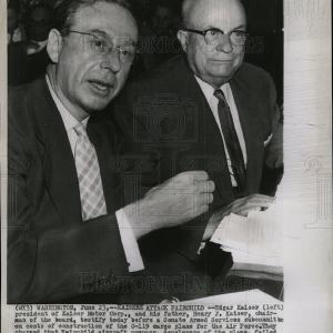 1957 Press Photo Edgar & Henry Kaiser Testify Visit New Sale Online