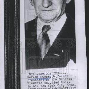 1957 Press Photo Gerard Swope General Electric Death Sale Clearance
