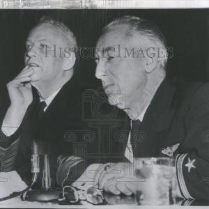 1957 Press Photo Arleigh Burke John Clark missiles divi- RSA05683 100% Authentic