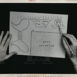 1957 Press Photo Artist's Drawing Of Christmas Costumes Outlet 100% Authentic