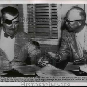 1956 Press Photo President Eisenhower & Budget direstor Rowland Hughes in Fla Discount Inexpensive