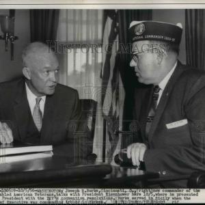 1956 Press Photo President Eisenhower & American Legionaire Joe Burke in DC Outlet Largest Supplier