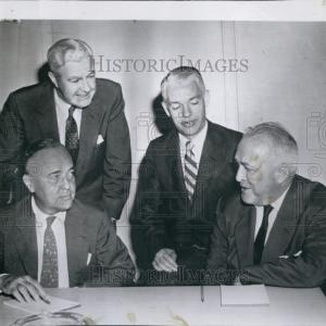1956 Press Photo Mediator Meets Steel Company Officials Outlet Cheap Pice