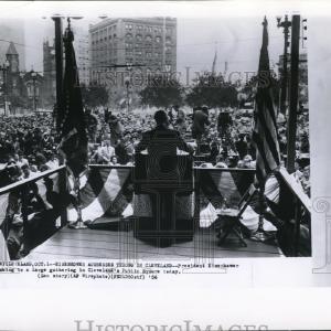 1956 Press Photo President Eisenhower speaking at Cleveland Public Square. Enjoy Online