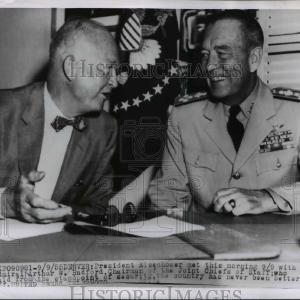 1955 Press Photo Washington DC President Eisenhower & Adm Arthur Radford Discount Classic