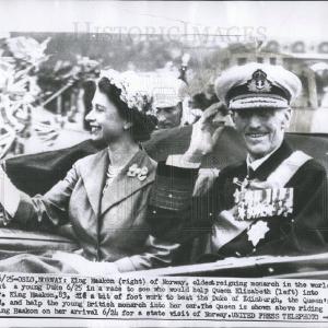 1955 Press Photo Queen Elizabeth II/King Haakon/Norway/United Kingdom Cheap Cheap Online