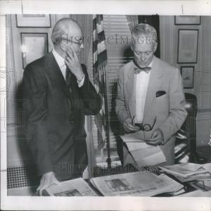1955 Press Photo Pres Eisenhower Assistant Adams Meets Extremely Cheap Online