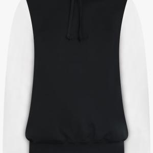 Two Layer Contrast L/S Hoodie Sweathsirt | Black/White New Styles Cheap Pice