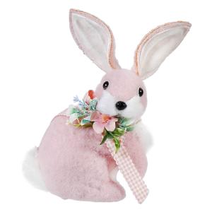 8" Pink Wool Sitting Easter Bunny Online Cheap Quality