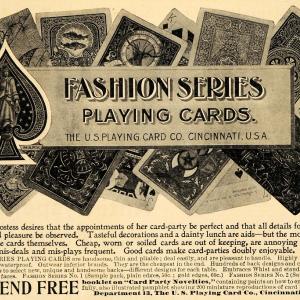 1898 Ad Fashion U. S. Playing Cards Game Novelty Poker - ORIGINAL MCC1 Outlet Cheap Pice