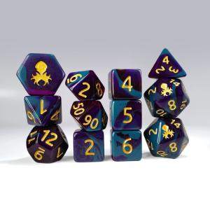 12pc Purple and Blue Gummi Polyhedral Dice Set Clearance Pices