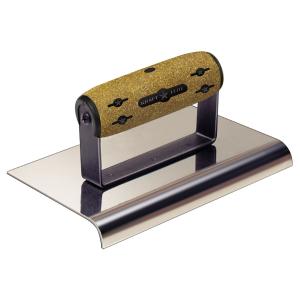 Kraft Tool CFE912K 6" x 6" 5/8"R Elite Series Five Star Stainless Steel Cement Edger with Cork Handle Limited Edition