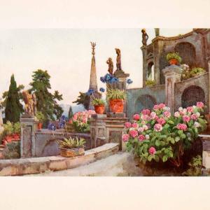 1908 Print Isola Bella Italy Botanical Garden Statue Decor Ella Du Cane XGHA5 Online For Sale