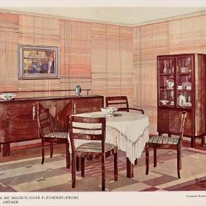 1932 Art Deco Dining Room Table Buffet Wallpaper Print - ORIGINAL DMA1 Visit New For Sale