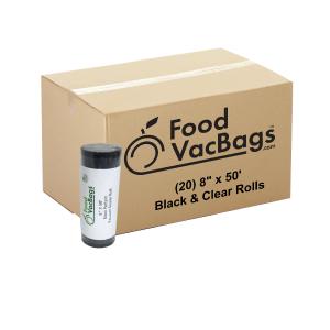 20 - 8" X 50' Black & Clear Rolls Clearance Original