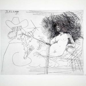 1970 Heliogravure Picasso Nude Artist Model Painter Painting Easel Etching P347B Discount Huge Surprise