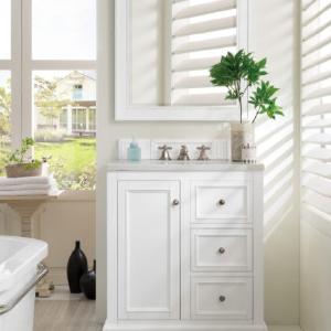 James Martin De Soto 29 7/8" Single Bathroom Vanity in Bright White Finish Clearance Fast Delivery