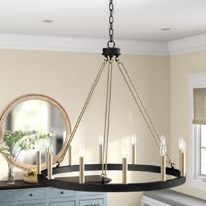 Gleaves 12 - Light Candle Style Wagon Wheel Chandelier, CR2001 100% Original