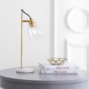 Gibson 22 in. White/Brass Gold/Clear Table Lamp (Set of 2) #LX4260 Shipping Discount Sale