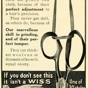 1905 Ad J. Wiss Scissors Shears Cutting Blade Sharp Home Tool Sheers New LHJ6 Browse For Sale