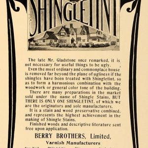 1905 Ad Berry Brothers Varnish Shingletint Wood Stain Mr. Gladstone Home ARC3 Sale 2025 New