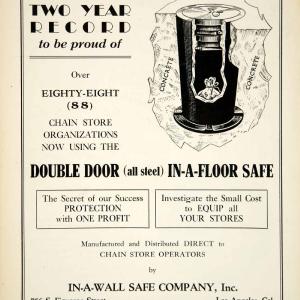 1929 Ad In-A-Wall Safe 756 Figueroa Steel Concrete Commercial Cash YCS1 Pay With Paypal