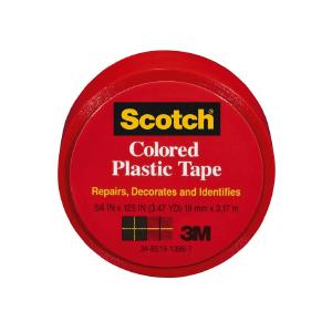 Scotch 190RED Colored Plastic Tape, 3/4''X125'', Red Cheap