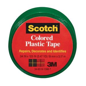 Scotch 190GRN Colored Plastic Tape, 3/4''X125'', Green Tumblr Cheap Online