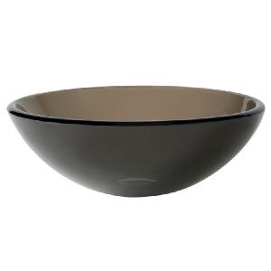 14" Round Clear Brown Glass Bathroom Vessel Sink Grey Outlet Store Online