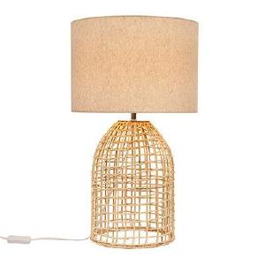 Zanie Nal Table Lamp Nature Woven Rattan With Fabric Shade Official Online