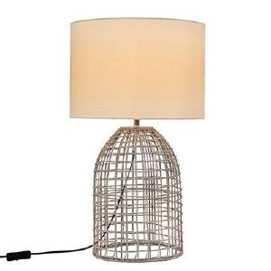 Zanie G Table Lamp Grey Woven Rattan With Fabric Shade Official Online