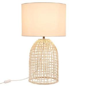 Zanie Wh Table Lamp White Woven Rattan With Fabric Shade Outlet New Arrival