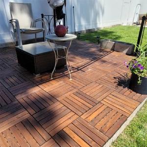 12" x 12" Wood Interlocking Deck Tile in Natural Wood (Set of 10) Online Online Free Shipping