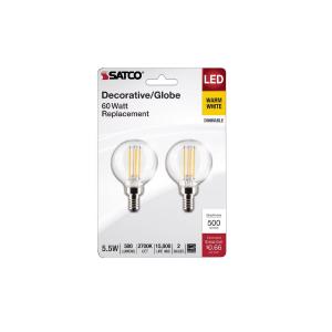 Satco S21814 G16.5 E12 Filament LED Bulb, Warm White Free Shipping Pay With Visa