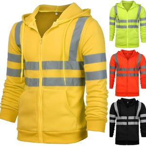 Stripe Patchwork Hooded High Visibility Workwear Buy Cheap Footlocker Pictures