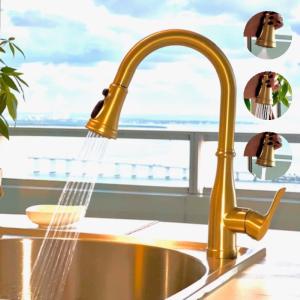 VIDEC KW-86J  Smart Kitchen Faucet, 3 Modes Pull Down Smart Sprayer, Ceramic Valve, 360-Degree Rotation, 1 or 3 Hole Deck Plate. Cheap Get To Buy