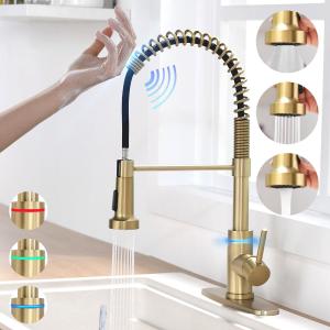 VIDEC KW-66J  Smart Touch On Kitchen Faucet, 3 Modes Pull Down Sprayer, Smart Touch Sensor Activated, LED Temperature Control, Auto ON/Off, Ceramic Valve, 360-Degree Rotation, 1 or 3 Hole Deck Plate. Clearance Supply