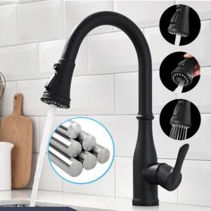 VIDEC KW-86R Smart Kitchen Faucet, 3 Modes Pull Down Smart Sprayer, Ceramic Valve, 360-Degree Rotation, 1 or 3 Hole Deck Plate. Cheap Manchester Great Sale