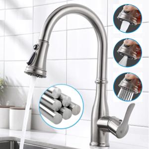 VIDEC KW-86SN Smart Kitchen Faucet, 3 Modes Pull Down Smart Sprayer, Ceramic Valve, 360-Degree Rotation, 1 or 3 Hole Deck Plate. Discount In China