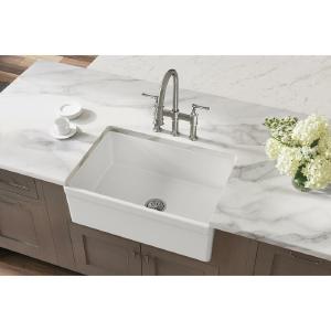 White Elkay Fireclay 30" L x 20" W Farmhouse Kitchen Sink Outlet Newest