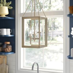 White Gold Laurent 3 - Light Lantern Square/Rectangle Pendant VB238 Cheap Excellent