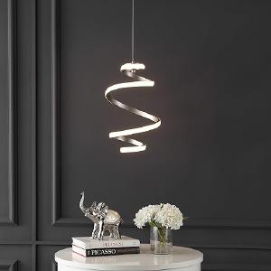 Whirl 1-Light Modern Minimalist Aluminum/Iron Abstract Integrated LED Pendant Designer, Eclectic, Contemporary, Style, Glam, Office, Living Room, Dining Room, Bedroom, Silver Pay With Visa Sale Online
